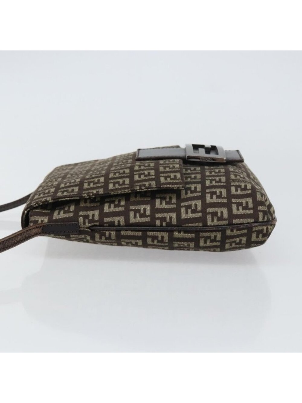 Authentic FENDI Zucchino Canvas Mamma Baguette Shoulder Bag Brown Silver - Picture 12 of 16
